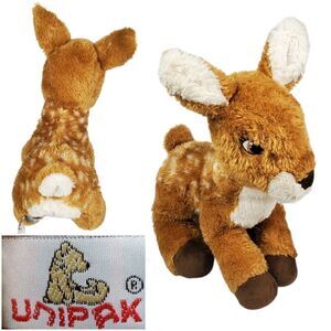 Unipak Baby Deer Brown Plush Laying Stuffed Animal Toy Spotted Furry Fawn 2019
